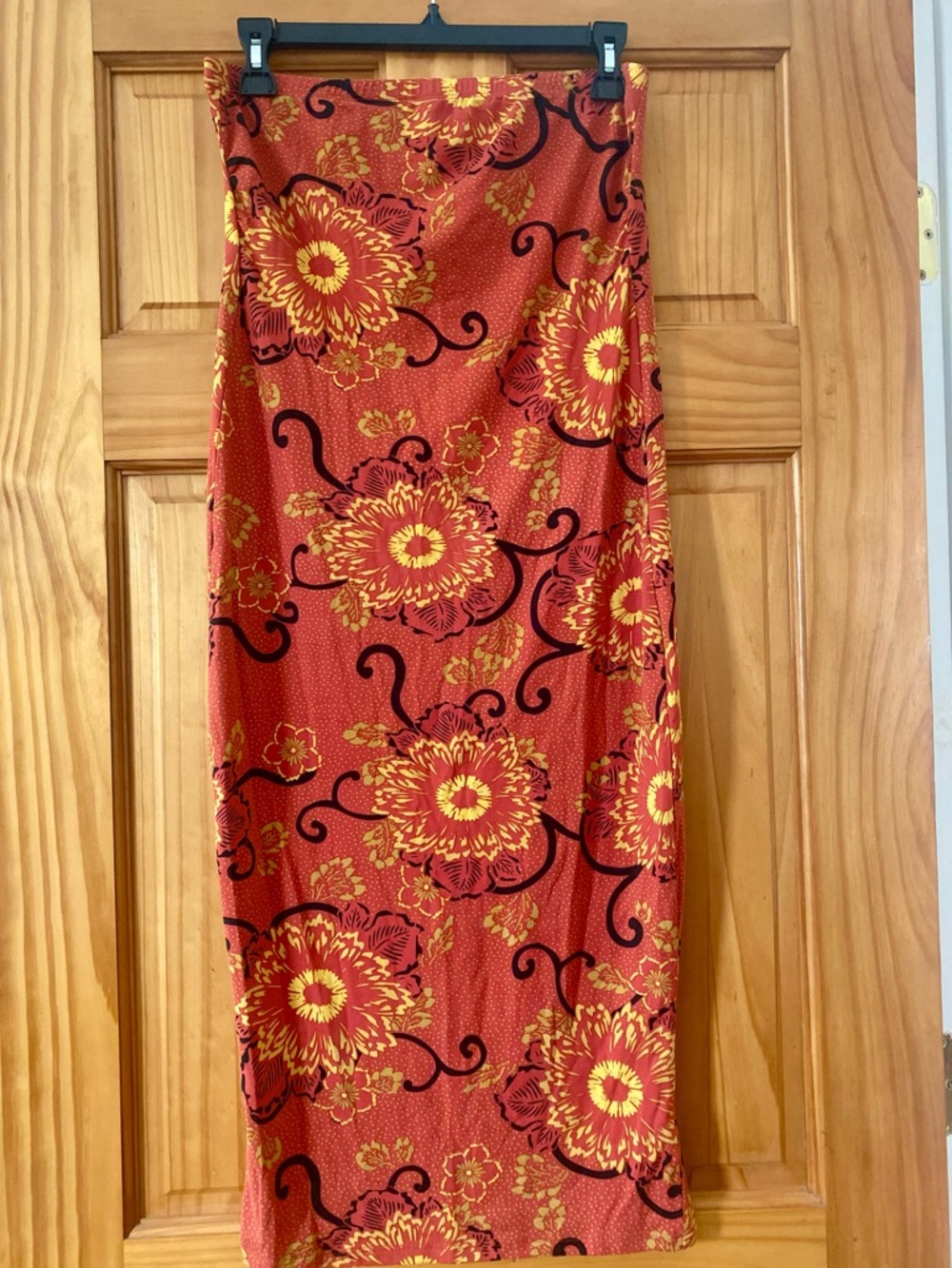 Absolutely Love It Floral Maxi Tube Dress Y2K Orange Stretch Size L